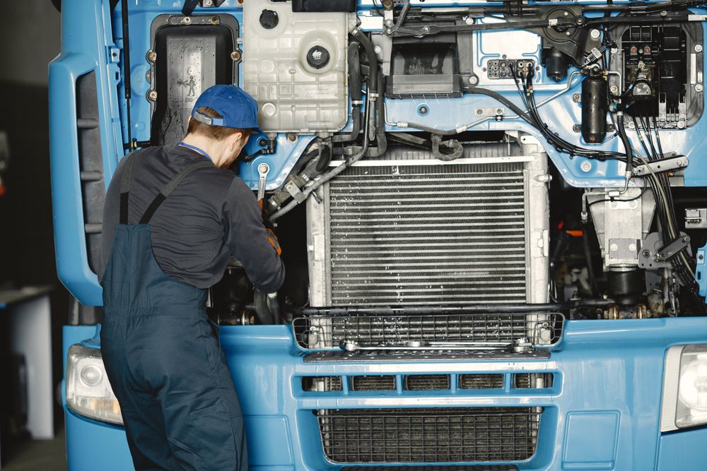 Diesel engine repair on a heavy-duty truck at A.S Garage